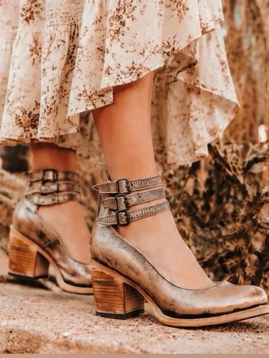 freebird Shoes - Freebird by Steven "Randi" heels in beautiful distressed pewter gold metallic